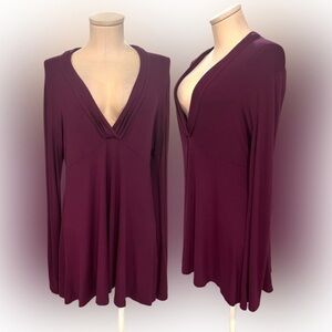 J Jill Low Cut Plum Long Sleeve Top